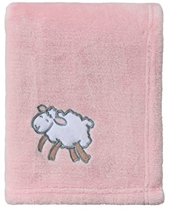 CREVENT - Manta de Forro Polar, Ligera, cálida, Suave y acogedora, para Cochecito de bebé y Cuna, 75 cm x 100 cm, para cumpleaños Infantil (Oveja Rosa)
