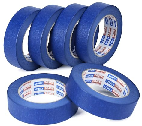 ADHES Resiste Aux UV Ruban De Masquage, Ruban Adhésif De Peintres Bleu | Pour Décoration, Bande de Masquage pour étiquetage, Artisanat, Intérieur et Extérieur,30MM x 50m,Lot de 6 rouleaux
