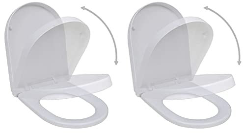 Toilettensitze mit Absenkautomatik 2 Stk., Chusui Klodeckel, Toilettendeckel, Klobrille, Wc Sitz, Wc Deckel, Toilettenbrille, Kunststoff Weiß