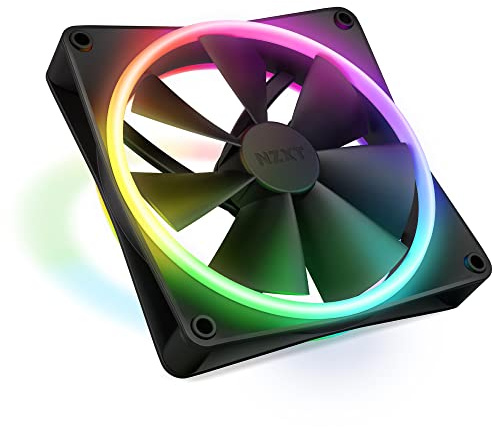 NZXT F140 RGB Duo - 140mm doppelseitiger RGB-Lüfter - 20 einzeln adressierbare LED - ausgeglichener Airflow und statischer Druck - Fluiddynamisches Lager - Schwarz