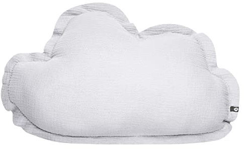 von Herzen Handmade Musselinkissen aus 100% Baumwolle I Kinderkissen I Dekokissen aus Musselin in Wolkenform I Wolkenkissen für Kinderzimmer & Bett I Handgenähtes Kissen mit Watte gefüllt (Weiß)