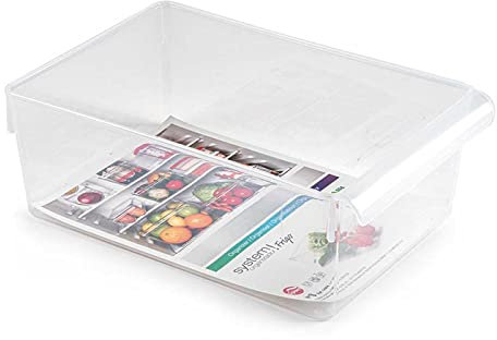 Tradineur - Cajón organizador reutilizable para frigorifico Nº 9 - Fabricado en poliestireno - Recipiente de plástico transparente - 10 x 19,5 x 29 cm