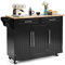 COSTWAY Carrello da Cucina, Carrello di Servizio con Ruote e Maniglia, 3 Ante e 2 Cassetti, Ideale per Cucina Ristorante Bar, 122x46x92,3 cm (Nero)
