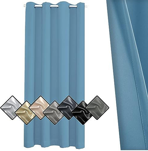 Sichtschutz Rideau Isolant Thermique 80x120cm, Rideau Phonique, Extrement Facile a Entretenir pour Salon Chambre Décoration,Bleu Clair -1 pièce Hauteur x Largeur