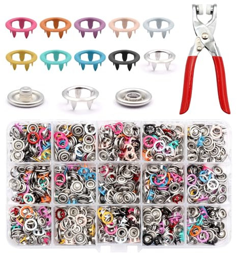 Scettar 250 Sets Druckknopf Set Mit Zange, Metall Druckknöpfe Ohne Nähen, Druckknopf Set Für Diy Basteln Kinderbekleidung Kleidung Taschen Annähen (Bunt)
