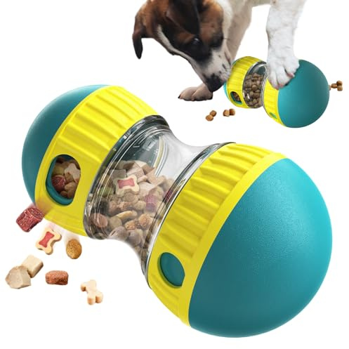 VidFair Interactive Dog Toy,Rolling Dog Treat Dispenser Slow Feeder,Treat Dispensing Dog Toy,Adjustable Food Dispensing Dogs Puzzles Feeder Slow Feeding for Small Medium Dogs and Cats-Green
