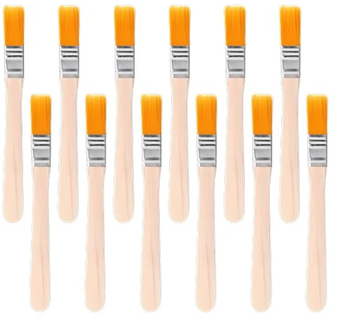 FunnAura 12PCS Nylon Small Paint Brush for Decorating, Soft Glue Brushes Wooden Handle, for Walls Cabinets Fences(0.5 Wide）