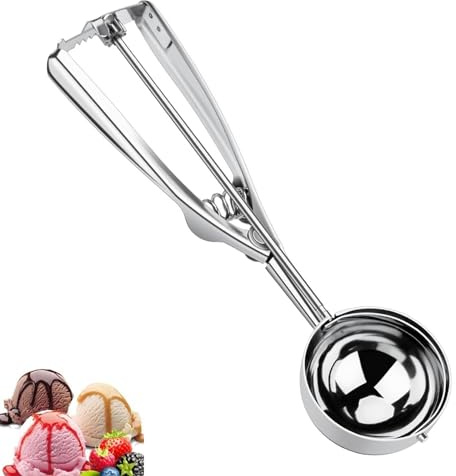 iguTrail Eisportionierer Edelstahl, 6cm Eiskugelportionierer, Eislöffel Portionierer mit Auslöser, Spülmaschinenfest für Eiscreme Plätzchen Kuchen Teig