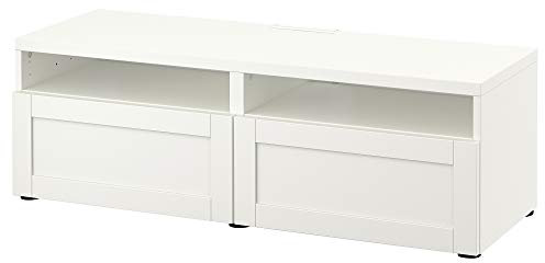 BESTÅ TV-Bank mit Schubladen, 120x42x39 cm, Weiß/Hanviken Weiß