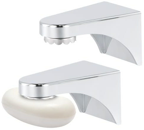 2 Pcs Bathroom Magnetic Soap Holder, Wall Hanging Soap Saver, Magnetic Soap Holder ABS Silver, Self-Adhesive Soap Dish with Magnet, for Shower Bathroom & Kitchen Sink