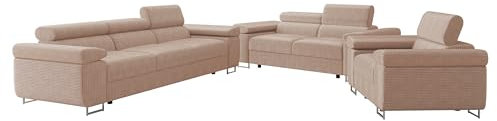 Mirjan24 Sofa Set Torezio Cord 3+2+1, Sofagarnitur für Wohnzimmer, Couchgarnitur, Wohnlandschaft, Sofas, Couch, Füße aus Metall Chrom, Sofa (Poso 52)