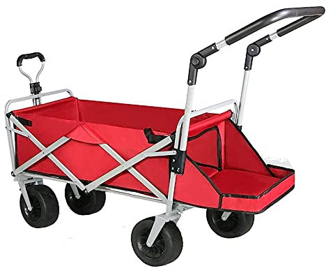 Outdoor Großer 4-Rad-Breitrad-Doppelbremse-Hochleistungs-Gartenwagen-LKW-Wagen-Schubkarre mit Griff/Schwarz