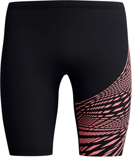 Speedo Medley Logo Jammer para Hombre, Black/Coral Sands, 30