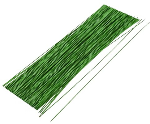 MORAINJAY Floristikdraht Basteldraht Blumendraht 26 Gauge/0.5mm,100 Stück 14 Zoll Blumenstamm mit Papier Verpackt,Papierdraht Floristik Zubehör für Weihnachten Kranz Floristik Basteldraht(Grün)