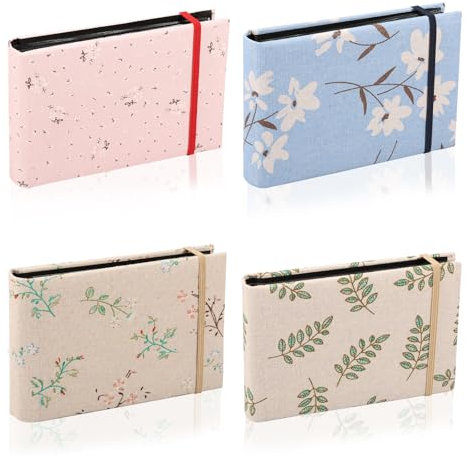 IXTIX 4 album fotografici, 10 x 15 cm, copertina in lino con ogni libro contiene 100 foto, mini album fotografico in totale 400 foto per conservare opere d'arte o cartoline