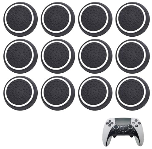 12Pièces Capuchons de Manette de Jeu,Capuchons en Silicone pour Thumbstick,Thumb-Stick Ensemble Accessoires Capuchons,Accessoires pour Xbox/Xbox 360/PS5/PS4,Noir Blanc