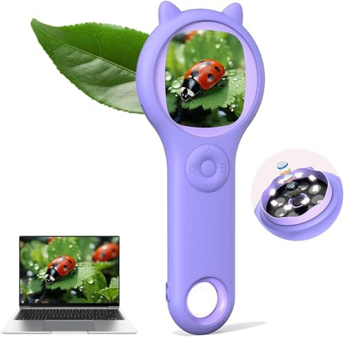 Handheld Microscope, Portable Digital Pocket Mini Microscope Science Experiment Kit for Outdoor Plant Insect Exploration, Christmas Birthday Party Gifts