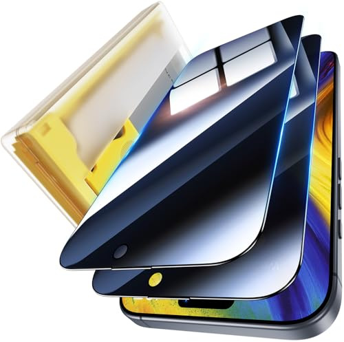 UniqueMe for iphone 16 pro max privacy screen protector - 2 Pack | 28°Anti-Spy, 9H Tempered Glass, 6.9 Inch, Full Coverage, Bubble-Free Installation, Automatic Dust Removal, Case Friendly