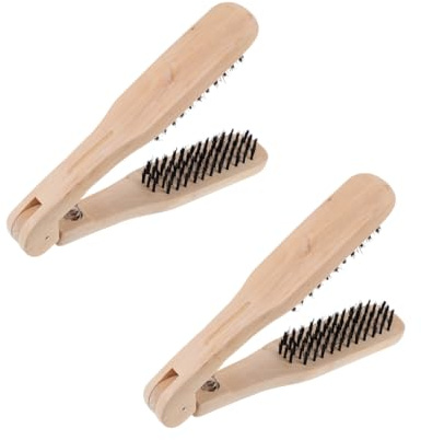 MUSISALY Cepillos Para Alisar El Cabello 2 Piezas Forma v Madera Antielectrostático Cepillo Alisador Profesional Para Uso Doméstico y Salón De Peluquería