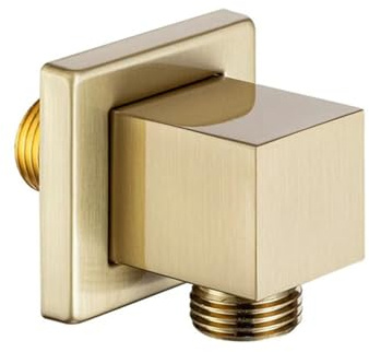 Gold Hand Shower Wall Outlet Elbow, G1/2 Inch Handheld Shower Hose Connector Square Water Outlet Fitting for Home, Hotel, Bathroom