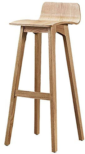 Barhocker aus Massivholz für Freizeit, europäisches minimalistisches Design, hoher Holzstuhl in Schwarz/Holzfarbe, einfach und elegant