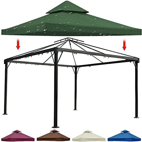 Cubierta impermeable de repuesto para cenador – 3 m x 3 m, cubierta para pérgola de patio al aire libre con parte superior ventilada – Toldo de tela Oxford impermeable duradero para jardín, terraza y