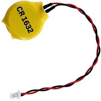 Eunicell - 1 x CR1632 CMOS 3V Lithium Button Coin Cell Battery with JST 2-Pin Connector - Replacement Battery For Desktop Computers Laptops and Motherboards