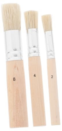 Uonlytech 3pcs Round Paint Brushes Set Natural Bristle Stencil Wax Brushes for Painting Diy Art Crafts and Furniture Chalk Paint