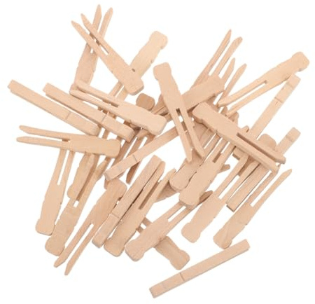 FONDOTIN 50pezzi Mollette Da Bucato in Legno Naturale Per Asciugare Vestiti Trapunte e Biancheria Antivento Presa Sicura