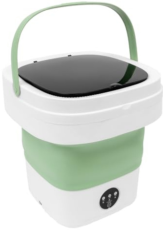 WEIGR 12L Faltbare Mini Waschmaschine - Tragbare Camping Waschmaschine mit Schleuder, für Unterwäsche, Babykleidung und kleine Kleidungsstücke, Wohnmobile und Wohnungen (Grün)
