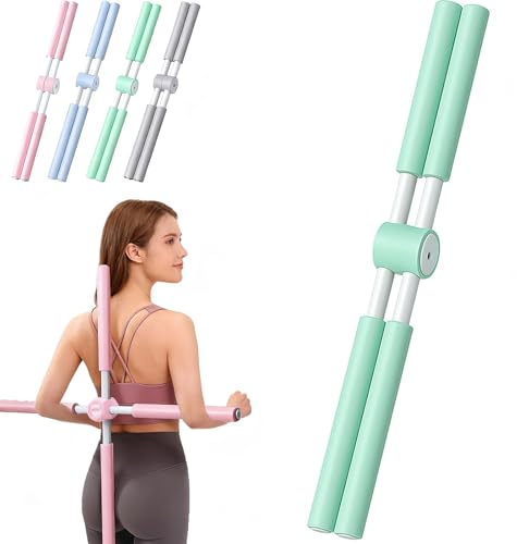 Yoga Stange Haltungskorrektur, Anti-Buckel Yoga Stick für Rücken & Nacken, Gymnastikstab mit Edelstahlkern & Schaumstoff,Für Hause Ganzkörpertraining, Fitnessstudio,Stretch,Sculpt (Green)