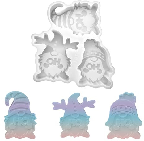 LUMOOM Lot De 3 à PlâTre En Gnome, En 3d, En Silicone PèRe, Moule à PlâTre, Comme DéCoration Festive De NoëL, Halloween