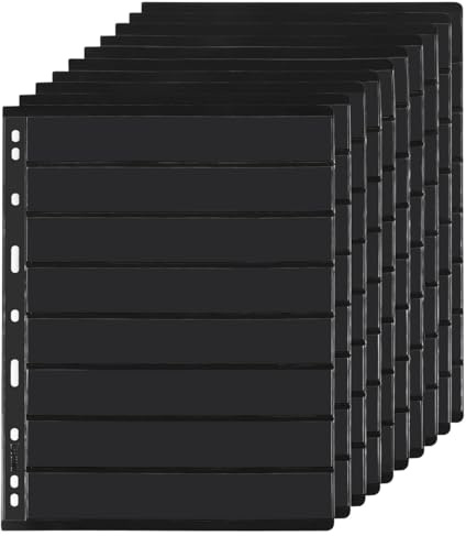 Ludom 10 PCS Stamp Collection Inserts,9 Hole Standard Stamp Collecting Album Sleeves(8 Lines)