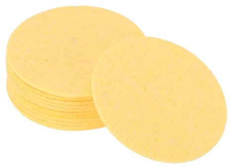 sourcing map 12 esponjas de soldadura de 51 x 51 mm, redondas, color amarillo profundo, punta de soldadura, repuesto de hierro para limpieza de soldador, 1,5 mm, grosor natural, 10 mm, grosor de