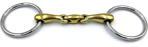 ES0275 Wassertrense Doppelt Gebrochen Kupfer Edelstahl 60mm/14mm, 14.5 cm | Equine Smile Snaffle Gebiss Pferd Pony Maulschonend Reitsport Trensengebiss Ausbildungsgebiss Speichelfluss Olivenkopf