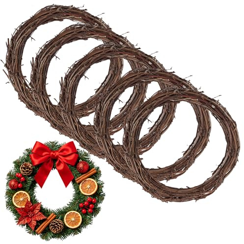 HONYUET Corona de vid para manualidades, rama de vid de ratán, 20 cm, paquete de 6