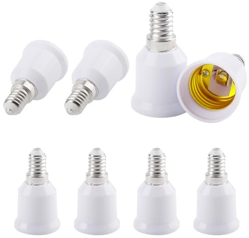 GZGXKJ 8 Pezzi E14 a E27 Socket Converter Portalampada a Vite Adattatore E14 E27 per Lampadina a LED Lampadina a Incandescenza Lampade Alogene e Lampade CFL