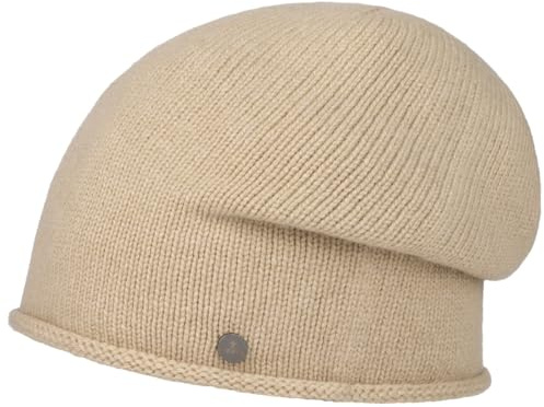 LIERYS Merino Kaschmir Beanie Oversize-Mütze Damen Herren Made in Germany Herbst Winter beige One Size