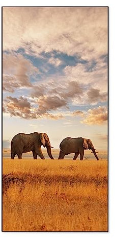 banjado® Magnettafel 37 x 78cm / Magnetwand aus Metall/Magnetpinnwand als Memoboard/Pinnwand Magnettafel Küche, Büro, Kinderzimmer inkl. 4 Magnete & Montageset - Motiv Elefanten