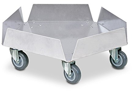 BRB Transportroller für Kunststofftonnen, aus Aluminium, mit verzinkten Lenkrollen und 5 Rädern Ø 75 mm mit Grauer Polyurethanlauffläche