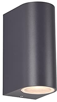 meineWunschleuchte Außen-Wandleuchte Anthrazit aus Aluminium Up and Down | Höhe 15cm, 2x GU10, IP44 Schutz, Hausbeleuchtung Außen, Modern