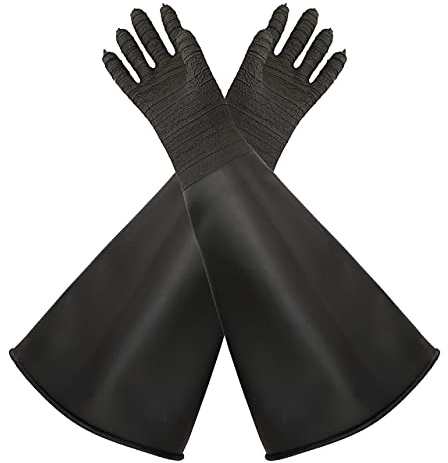 HOLDWIN Heavy Duty Sandblasting Gloves 24.8 Rubber Gloves for Sandblaster Protective Safety Work Black Striped Glove