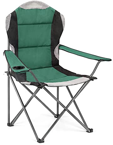 Hyfive Sillas de Camping Plegables Heavy Duty Luxury Acolchadas con portavasos Respaldo Alto - Verde - 1 Silla