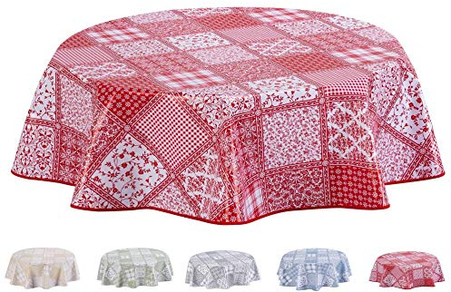 Home Direct Wachstuch Tischdecke Abwaschbar Rund 140cm Rot