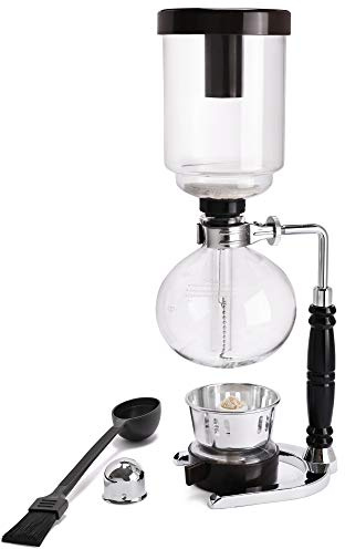 LUEUR Siphon Coffee Maker, Vacuum Coffee Brewer, Heat-Resistant 5-Cup Glass Siphon Coffee Maker with Reusable Cloth Filter, Hot Tea Maker for Home, Household and Office