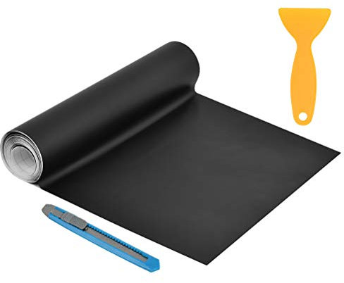 Autofolie Vinyl Folie mit Kunststoffschabern, 300cm Auto Folien Selbstklebend Matte Schwarz Vinyl-Autofolie Autoaufkleber, Blasenfrei Lackschutzfolien für Auto und Motorrad DIY Laptops