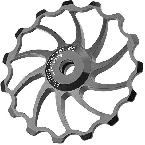 15T Schaltwerk, 2-teilige Aluminiumlegierung + Keramik-Umlenkrolle Set Leichte hintere Führungsrolle für Mountainbikes, Rennräder(schwarz) bicyclederailleur schwarz
