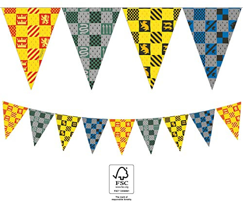 Procos 93377 Harry Potter, FSC® Mix, 9 banderines, cumpleaños infantiles, decoración