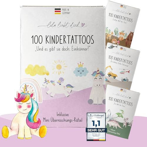 Hautfreundliche Tattoos für Kinder - Einhorn | Beliebte Kindertattoos: Made in Germany, dermatest getestet, BHT- & talkumfrei. Tolle Kinder Tattoo