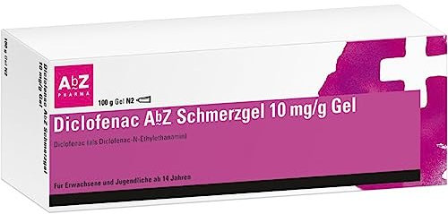 Diclofenac AbZ Schmerzgel 10 mg/g Gel: Lindert akute Zerrungen, Prellungen, Verstauchungen und entzündliche Erkrankungen von Gelenken, Sehnen und Muskeln. Wirkstoff Diclofenac, 100 g Gel